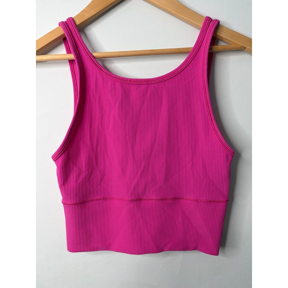 Lululemon Power Pivot Tank Top Bra 4/6 Sonic Pink Ribbed Workout Yoga Athletic
